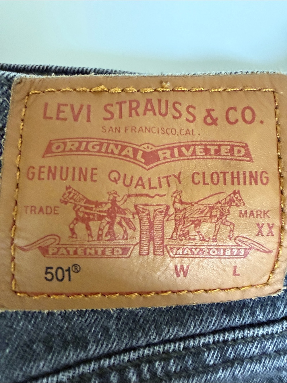 Levi's  501 Charcoal Straight Leg Jeans-Button Front - Picture 2 of 8